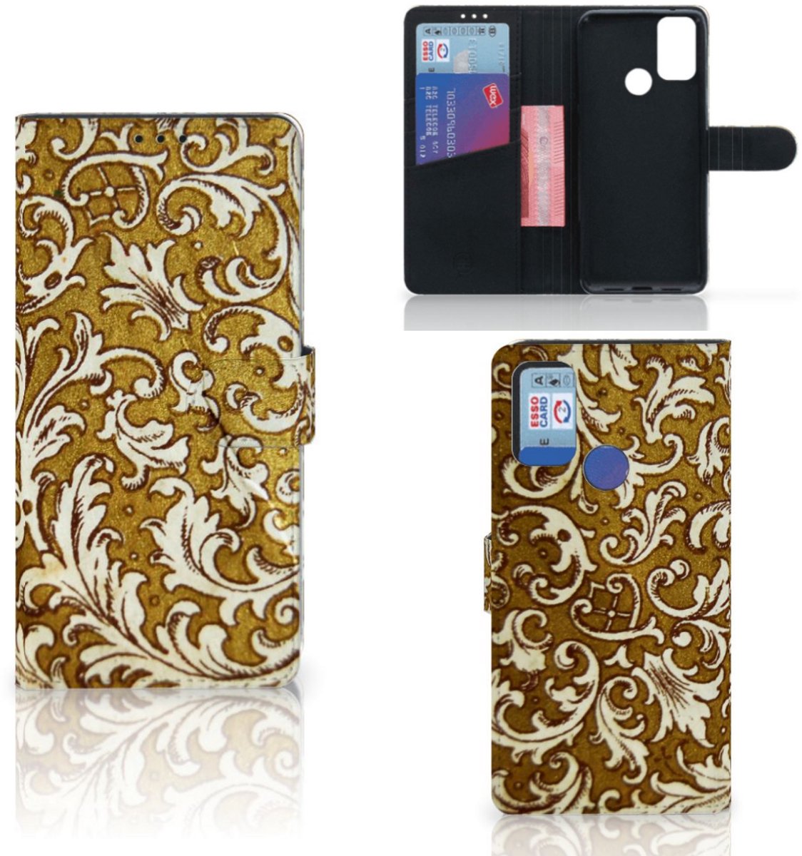 Book Case voor Wallet Case Alcatel 1S (2021) Barok Goud