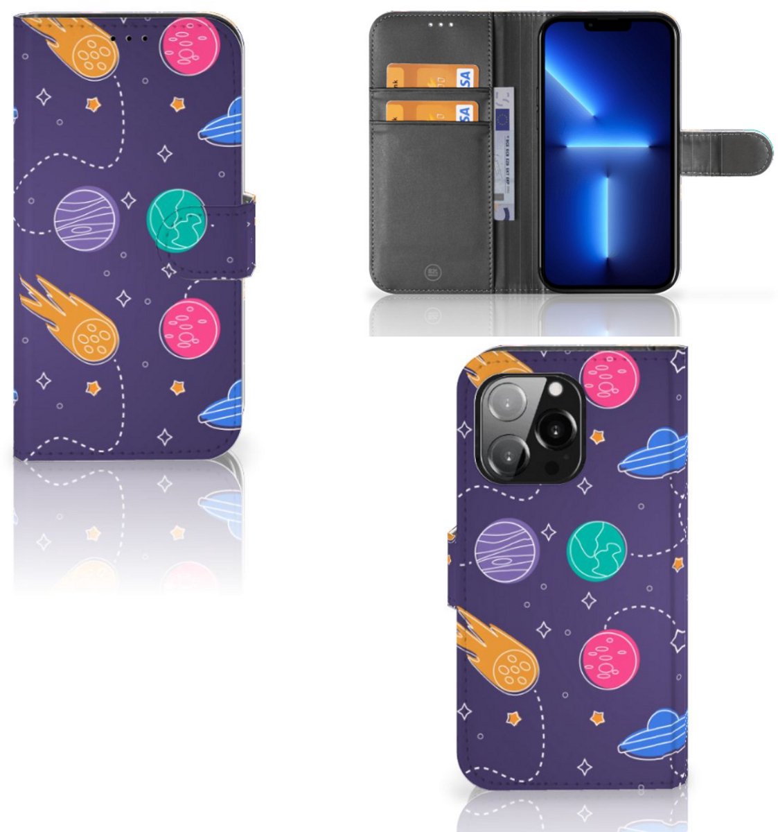Book Case voor iPhone 13 Pro Wallet Case met Pasjes Space