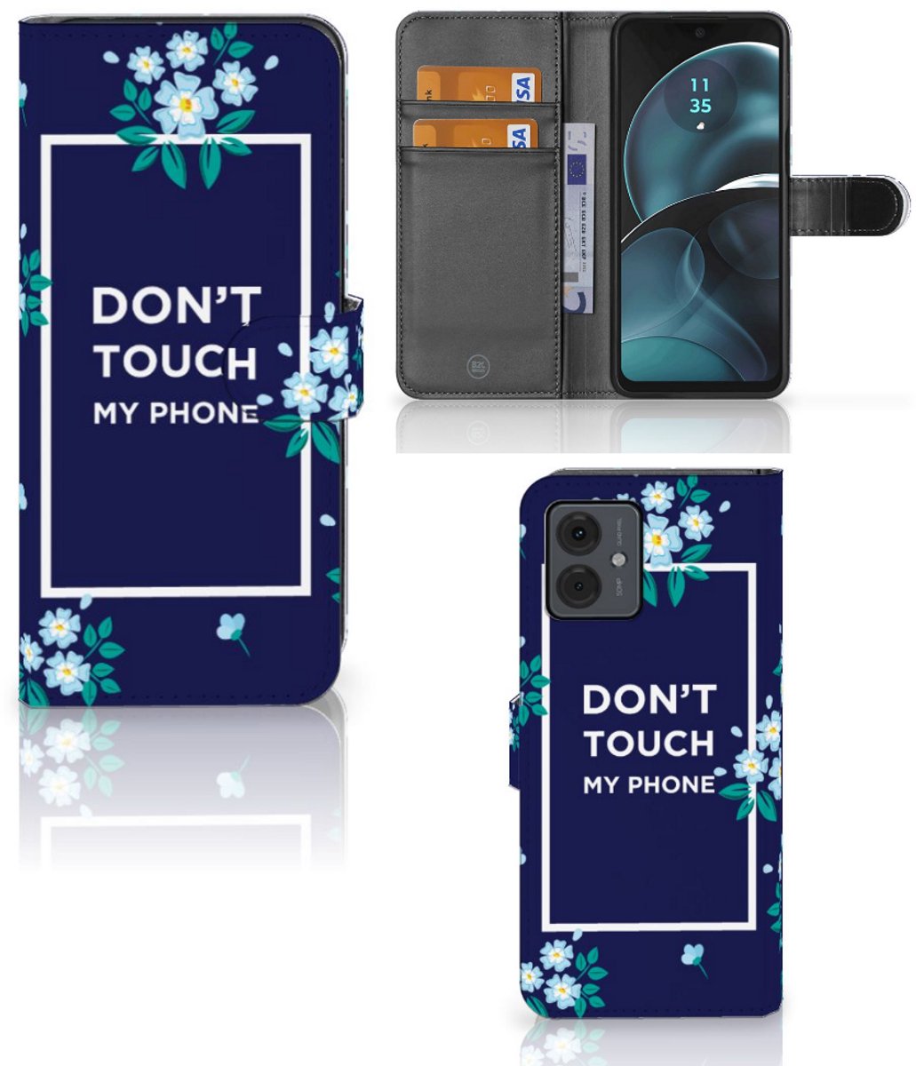Motorola Moto G14 Portemonnee Hoesje Flowers Blue DTMP