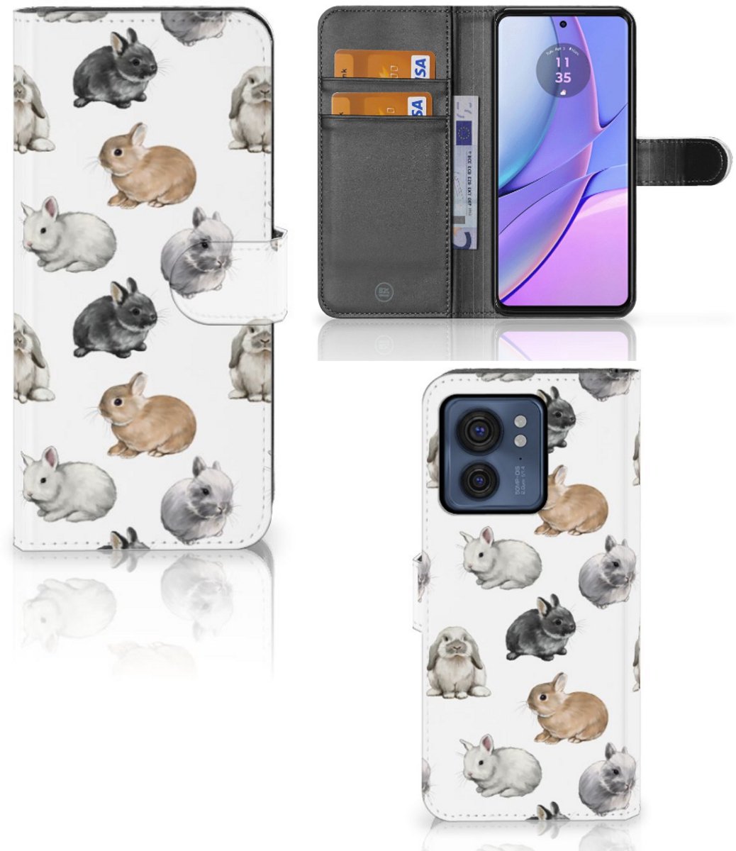 Telefoonhoesje met Pasjes voor Motorola Edge 40 Konijntjes