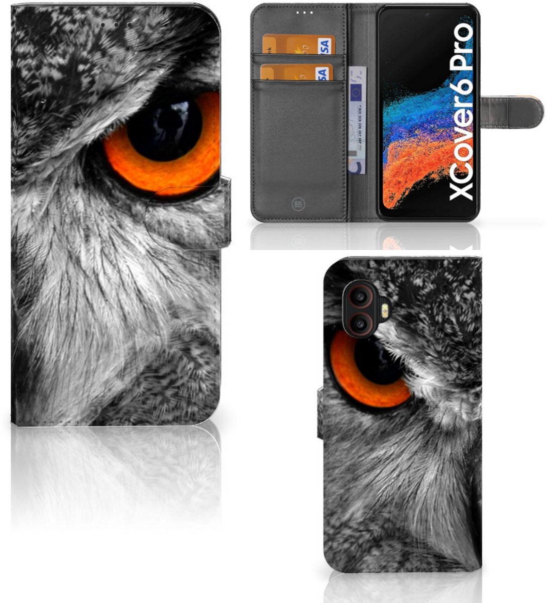 Samsung Galaxy Xcover 6 Pro Telefoonhoesje met Pasjes Uil