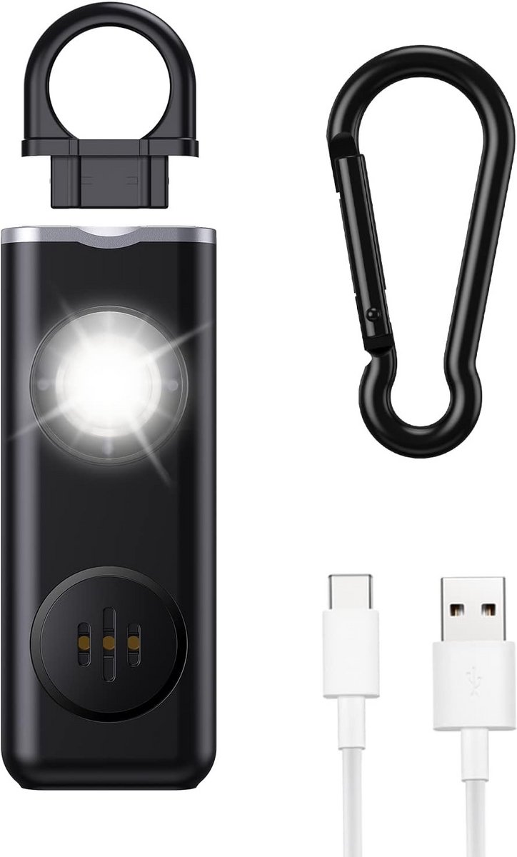Oplaadbaar Persoonlijk Alarm met 130 dB Geluid - Zakalarm en Veiligheidssleutelhanger voor Zelfverdediging