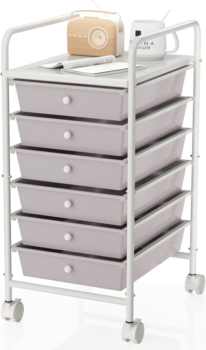 6-laden Utility Cart met Vergrendelbare Wielen - Mobiele Opbergoplossing