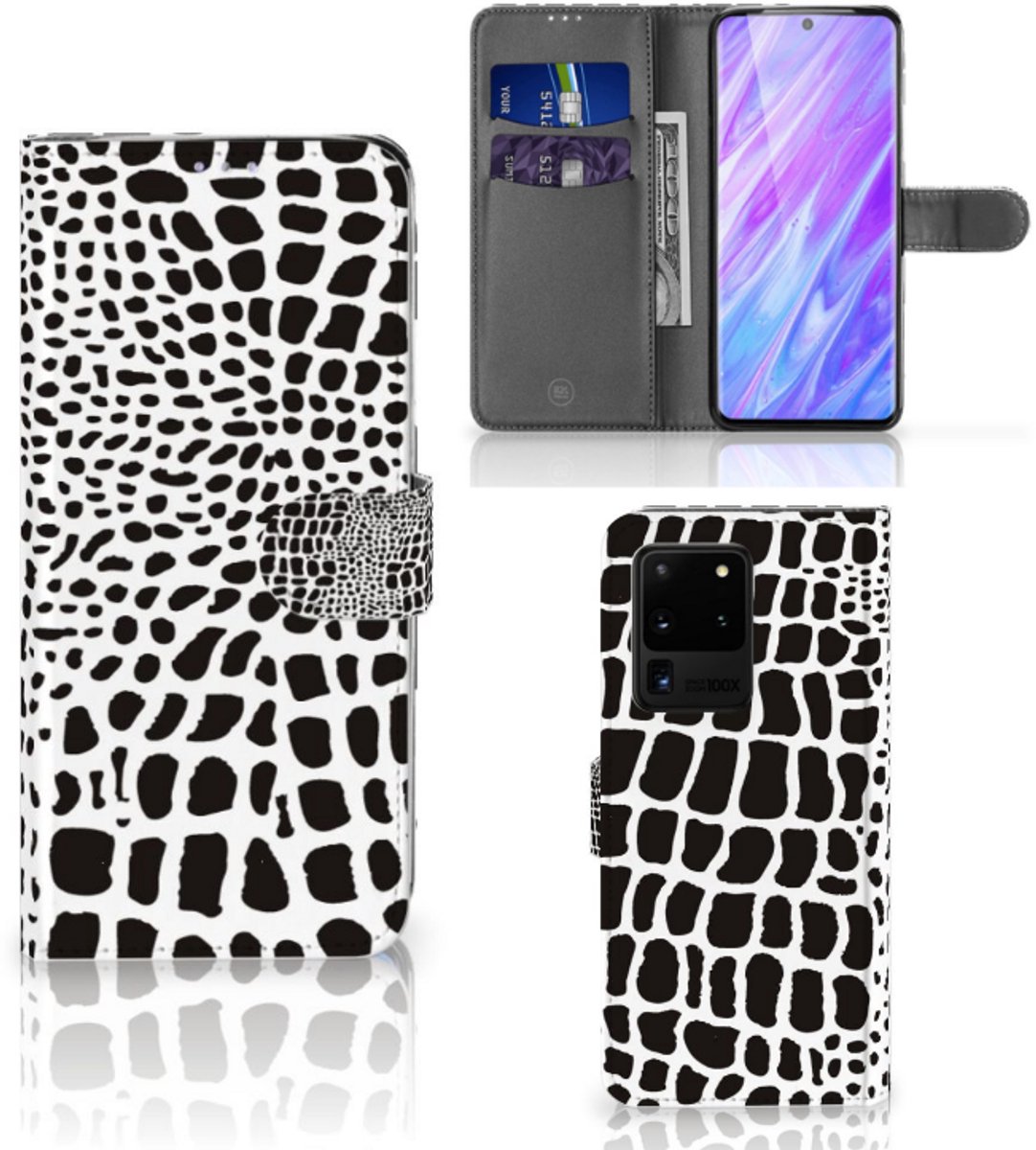 Samsung Galaxy S20 Ultra Telefoonhoesje met Pasjes Slangenprint