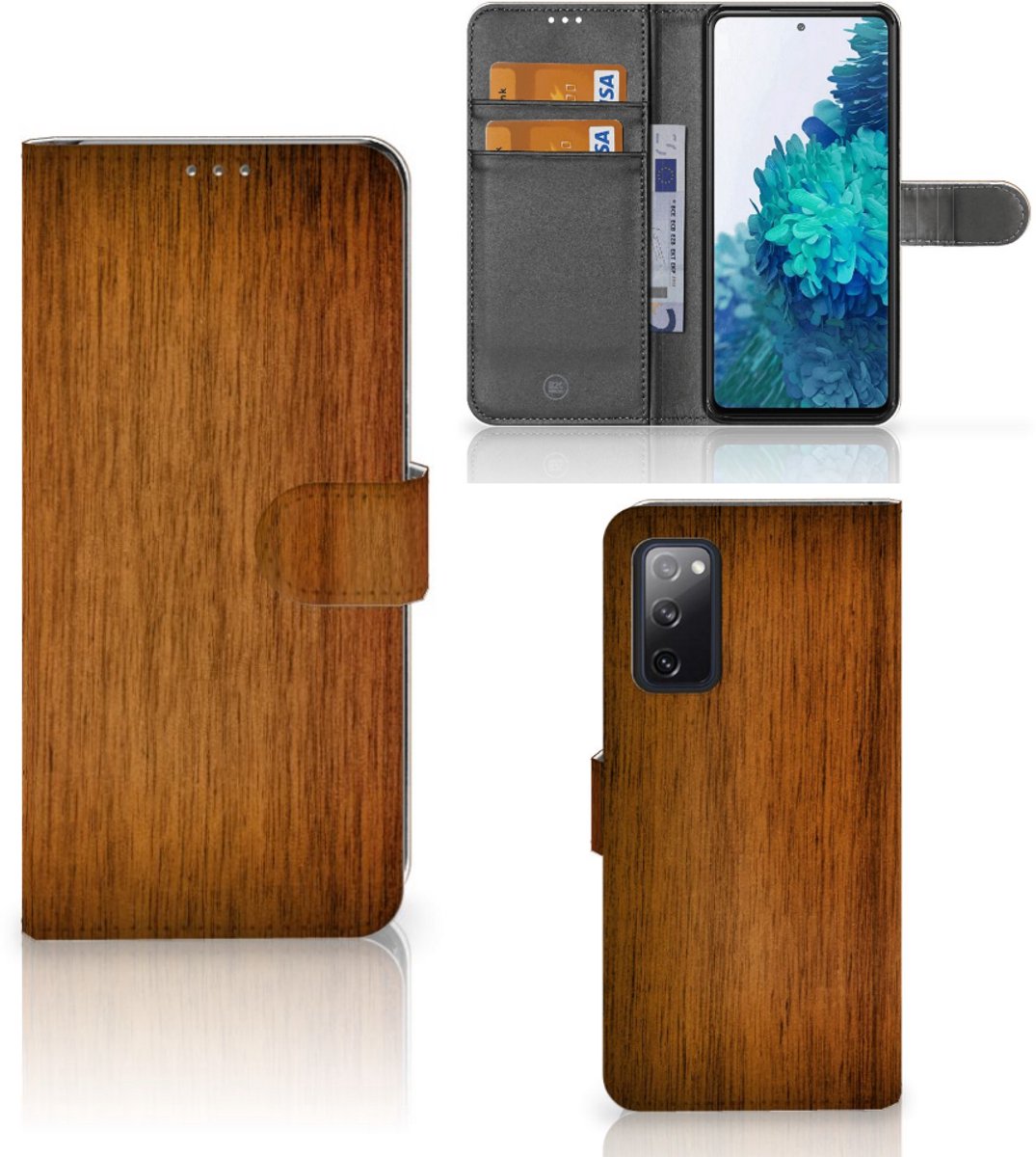 Samsung Galaxy S20 FE Book Style Case Donker Hout