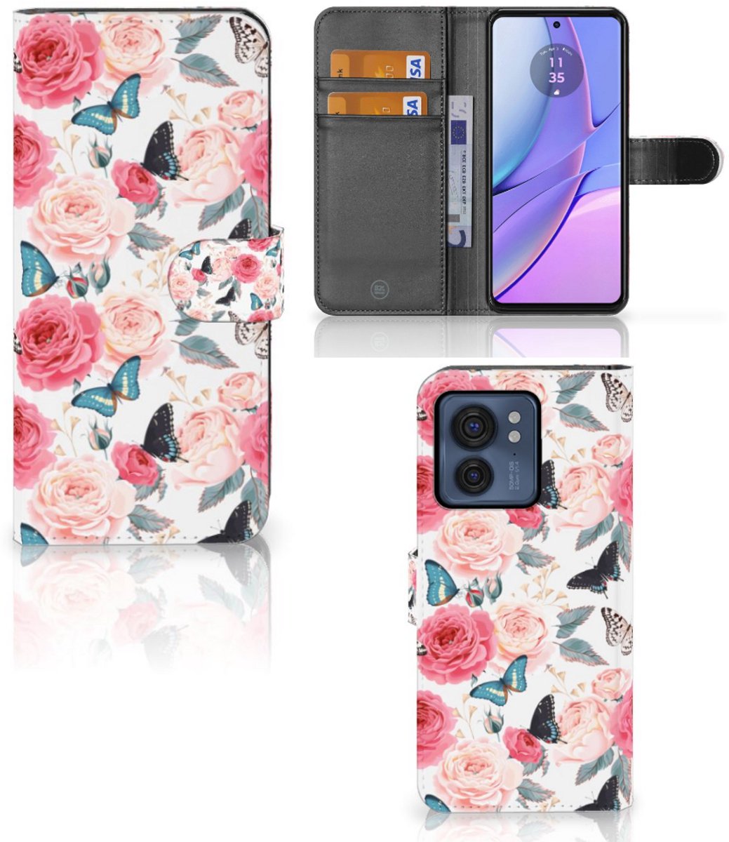 Motorola Edge 40 Hoesje Butterfly Roses