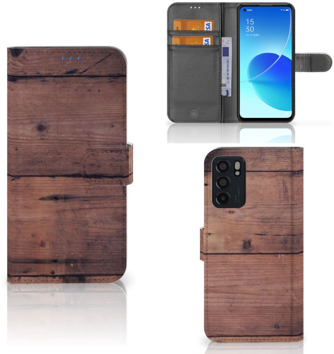 OPPO Reno6 5G Book Style Case Old Wood