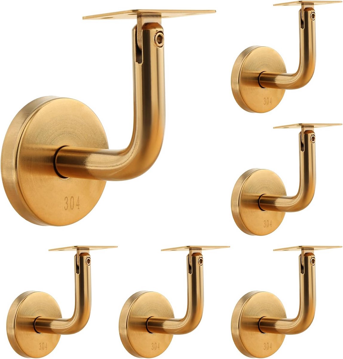 Verlengde Trapleuningbeugels - Heavy Duty Handrail Hardware voor Binnentrappen - Set van 6