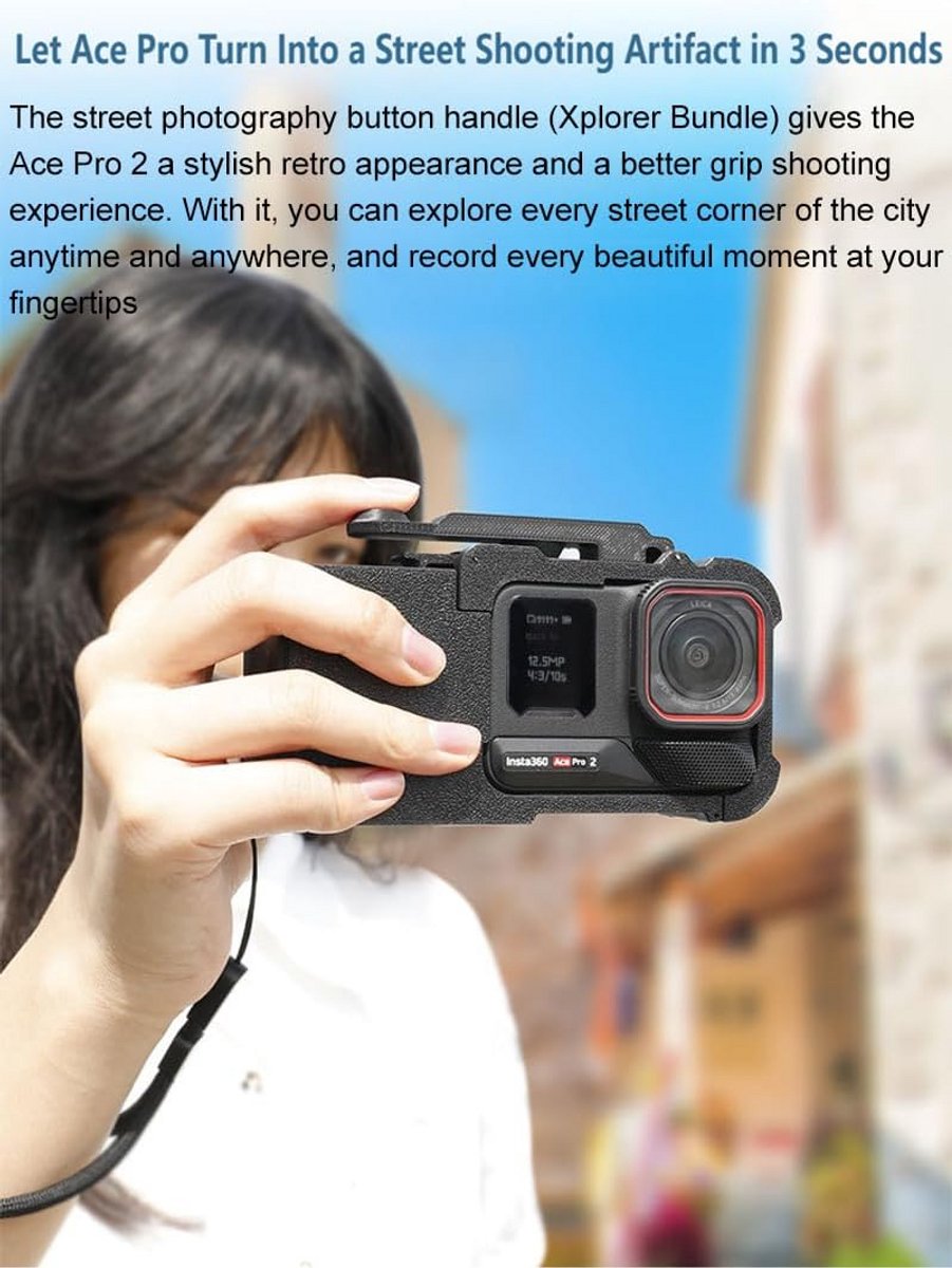 Street Photography Camera Side Handle Grip voor Insta.360 Ace Pro 2/ Ace Pro/Ace Action Camera - Zijhandgreep met Sluiterknop voor Vlogging & Travel Shoot thumbnail 7