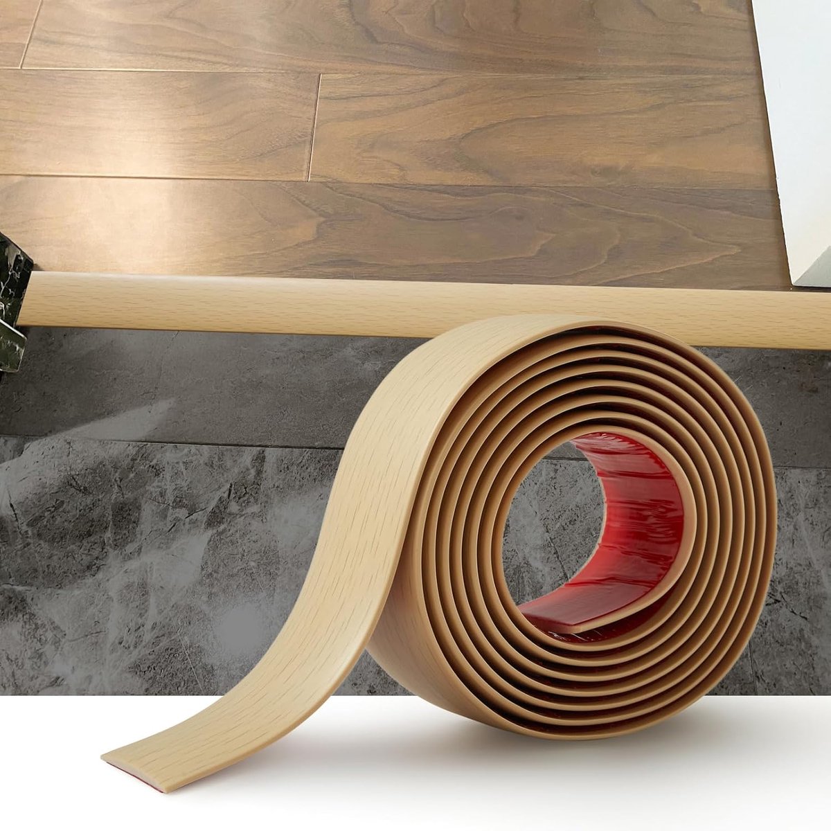 PVC vloerovergangsstrip 5 cm beige houtnerf laminaat vloerbedekking zelfklevend