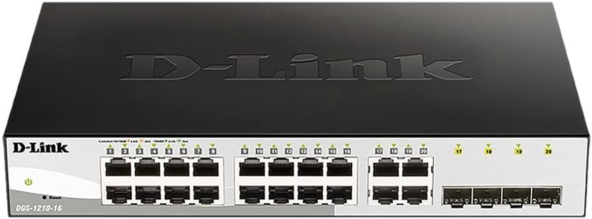 Smart Managed Gigabit Switch met 16 Poorten - Power over Ethernet (PoE), Bandbreedtecontrole, Ventilatorlosemode