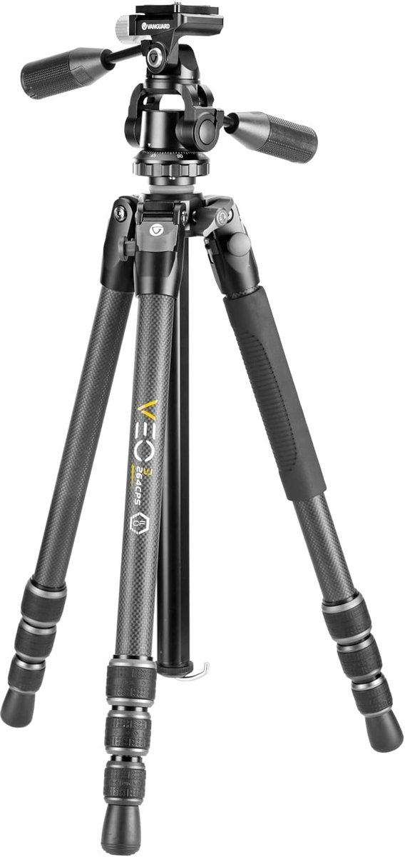 4-delig carbon statief met 3-weg pankop voor landschapsfotografie