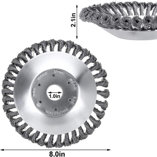 Onkruidborstel voor nylon tondeuse, 20 cm wiettrimmer motorlie, onkruidborstel, professionele wilde voegborstel, conische borstel voor tuin, bosmaaier, ronde borstel van Merkloos	 — afbeelding 4