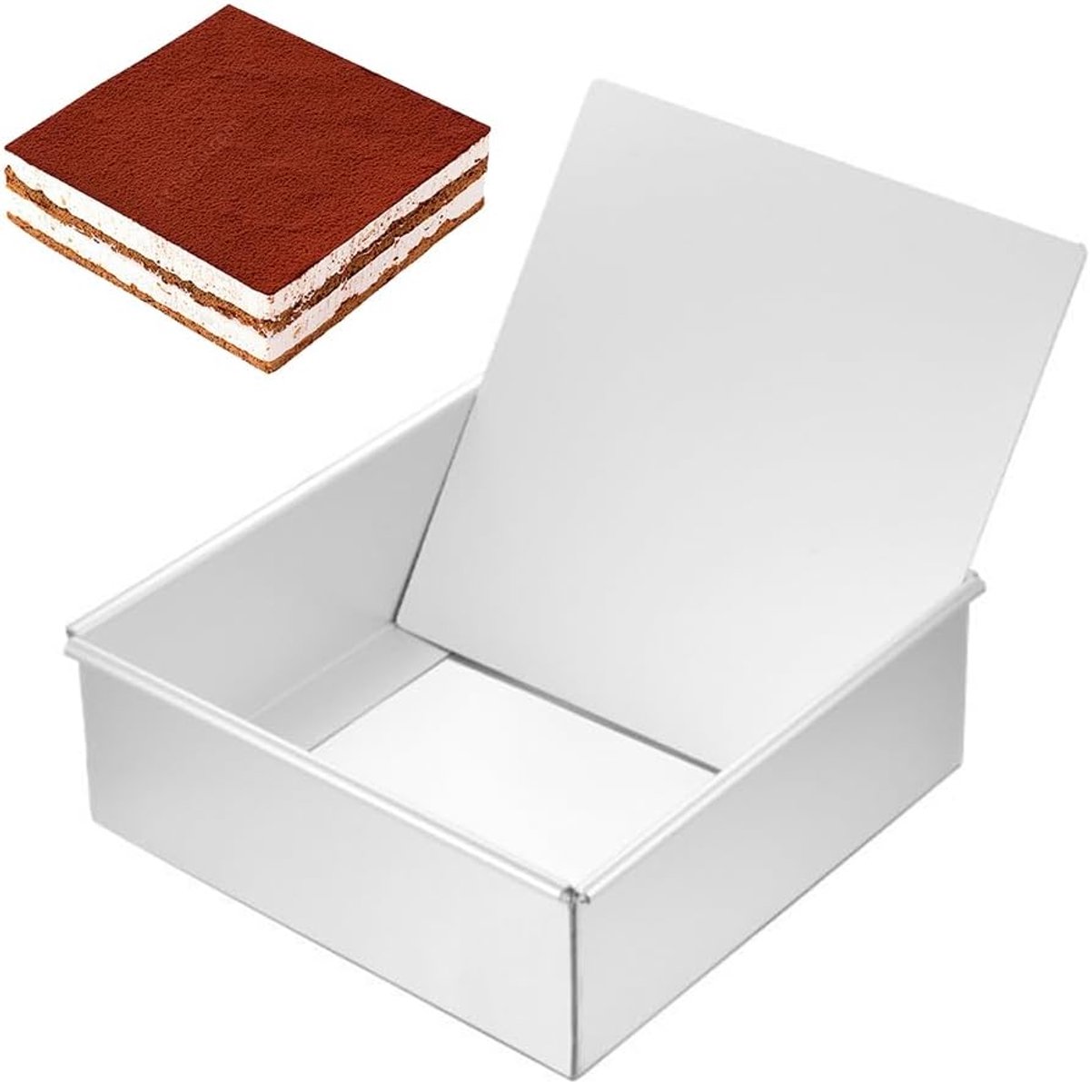 Bakvorm Vierkant 20 cm - Antiaanbaklaag & Losse Bodem voor Taarten