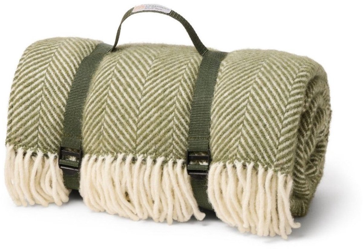 Picknickkleed Polo Visgraat Olive - Wol - Waterdicht - 150x183cm - Tweedmill
