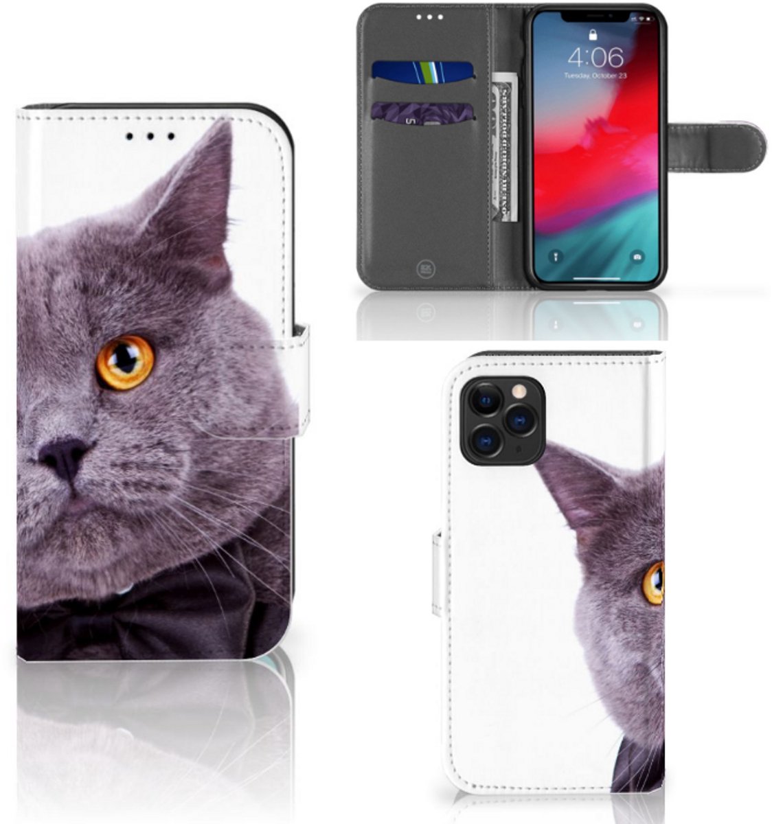 Apple iPhone 11 Pro Telefoonhoesje met Pasjes Kat