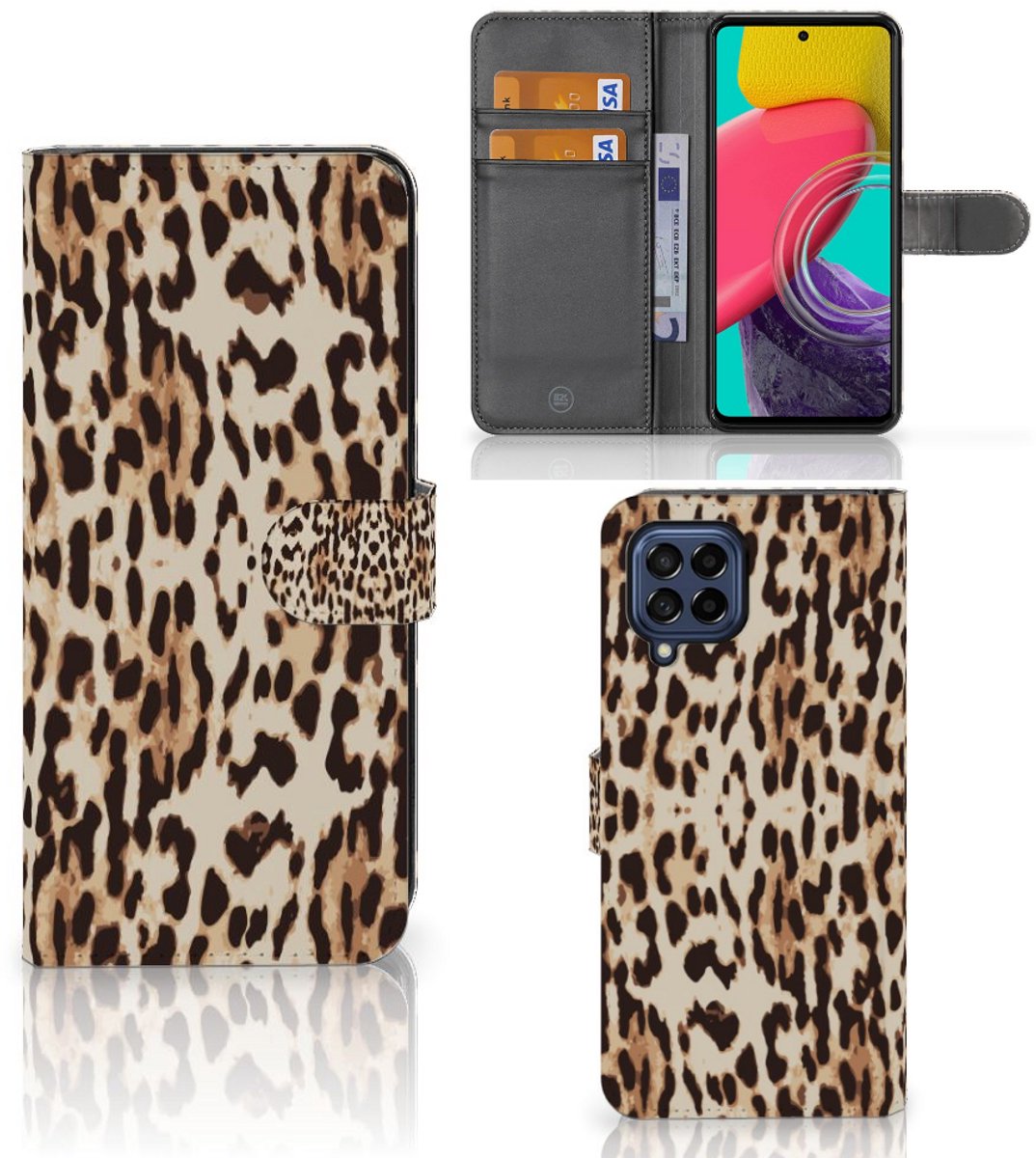 Samsung Galaxy M53 Telefoonhoesje met Pasjes Leopard