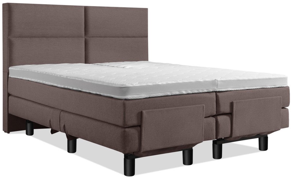 Elektrische Boxspring - Incl. 4-Vaks Hoofdbord - 2-Persoons - 160x190 cm - Bruin - Zonder 