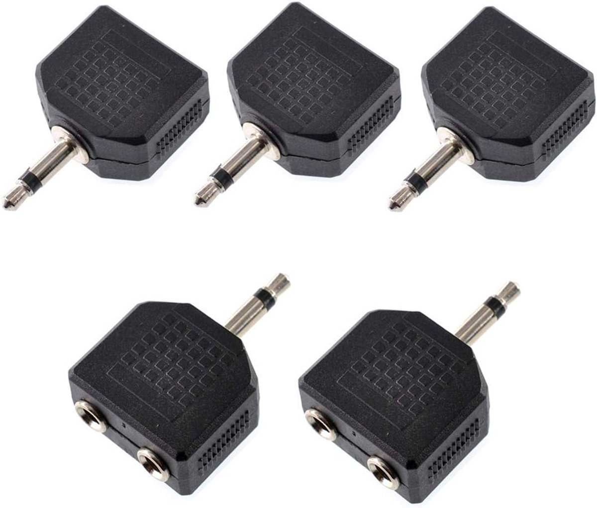 3.5mm Mono Audio Connector Splitter Adapter - 5 Pack
