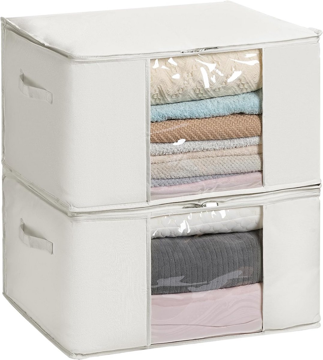 Grote Opbergzakken met Doorzichtig Venster voor Kleding en Beddengoed - Set van 2