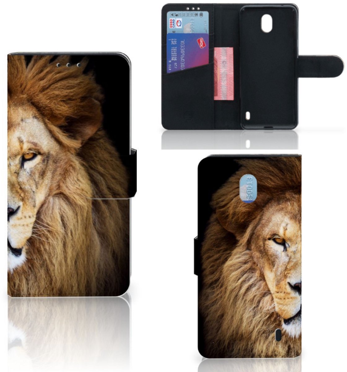 Nokia 1 Plus Telefoonhoesje met Pasjes Leeuw