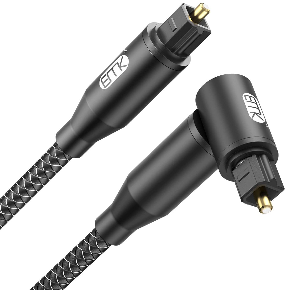 Digitale optische audiokabel 90 graden Toslink-kabel voor versterker, soundbar, tv (5 m)