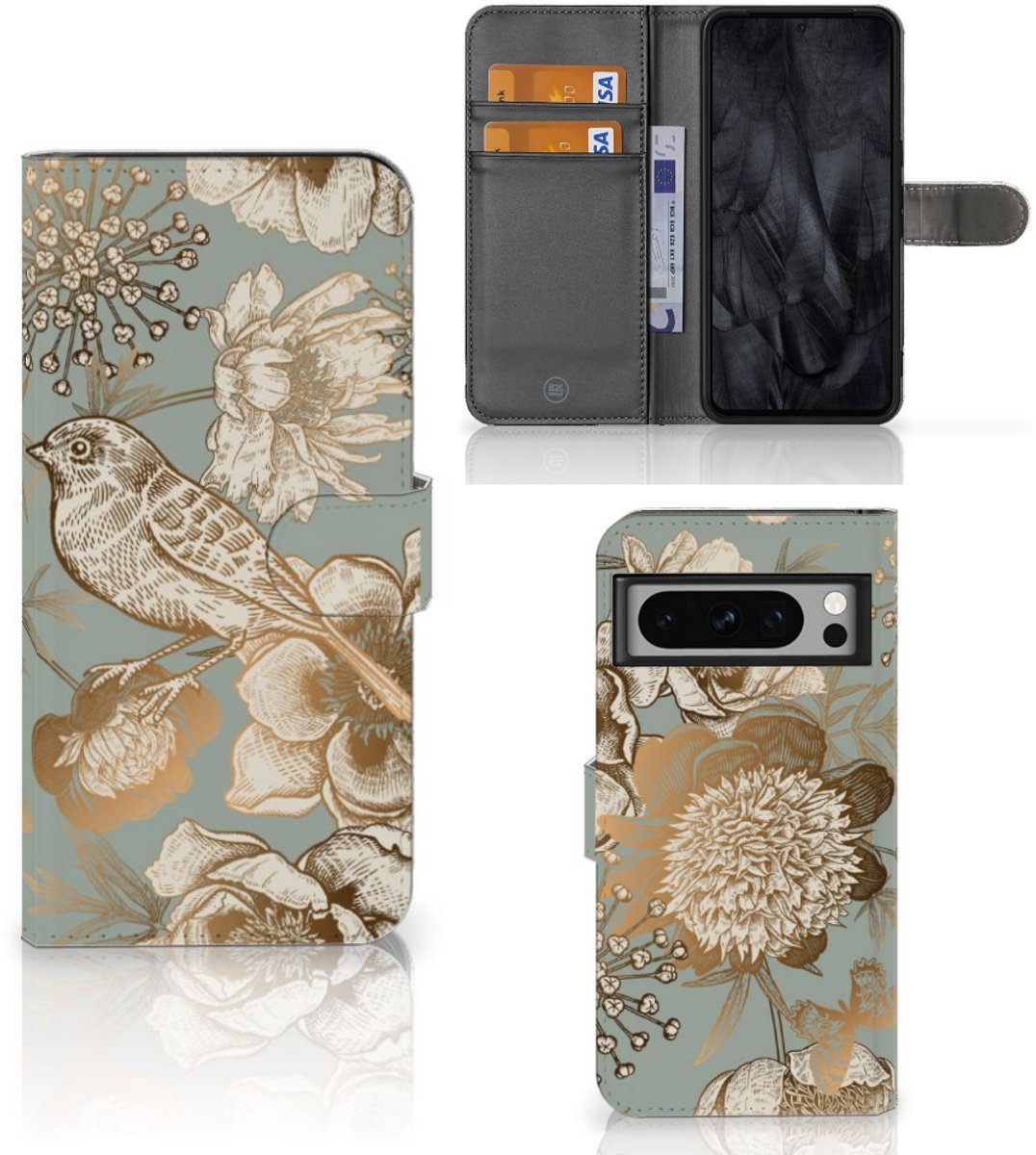 Hoesje voor Google Pixel 8 Pro Vintage Bird Flowers