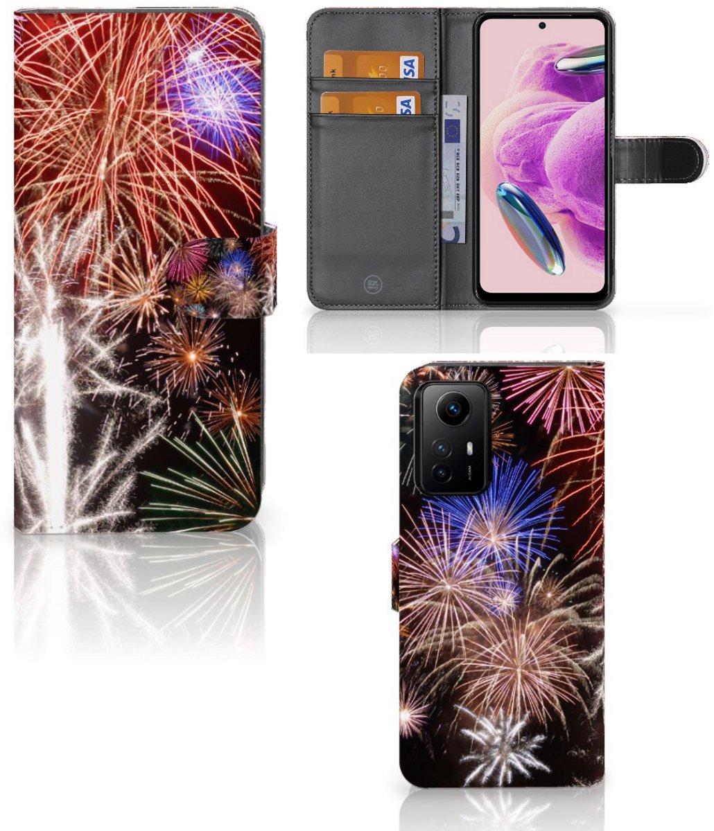 Xiaomi Redmi Note 12S Wallet Case met Pasjes Vuurwerk