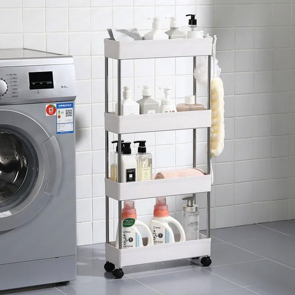 Multifunctionele keukentrolley met 4 planken en wielen - Ruimtebesparend en comfortabel