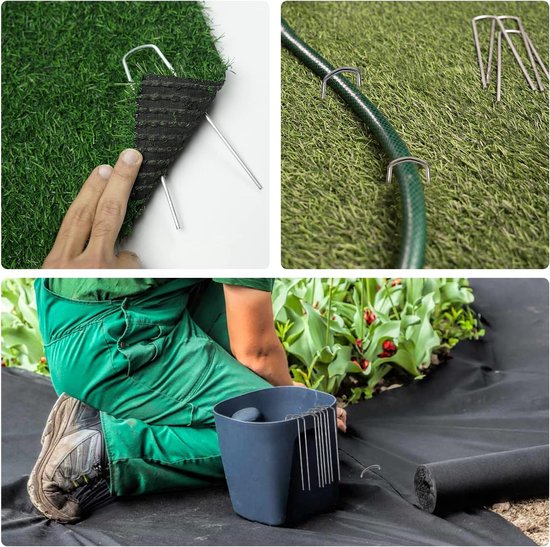 Heavy-Duty Gegalvaniseerde Stalen Tuinpinnen voor Onkruidbestrijding - 150mm U-Vormige Grondharingen — afbeelding 2