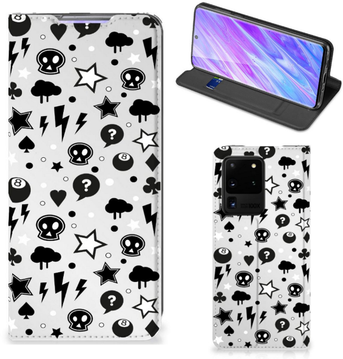 Mobiel BookCase Samsung Galaxy S20 Ultra Silver Punk