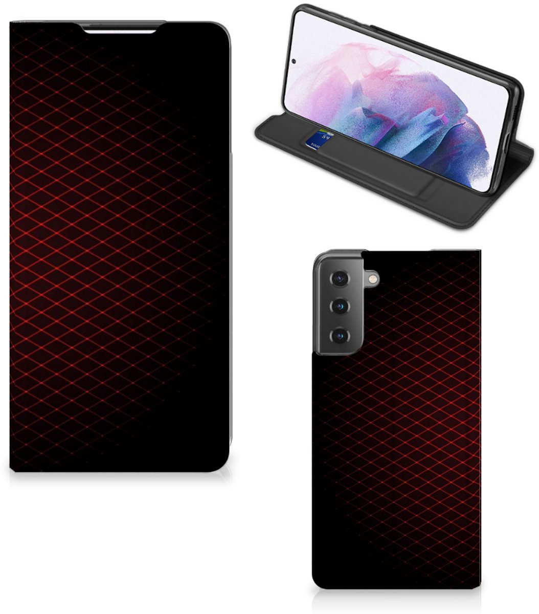 Samsung Galaxy S21 Plus Hoesje met Magneet Geruit Rood