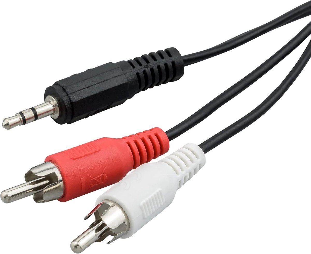 Stereo Y-kabel 3,5 mm Jack naar 2 x RCA voor HiFi en Audioapparaten - 0,50 m Zwart