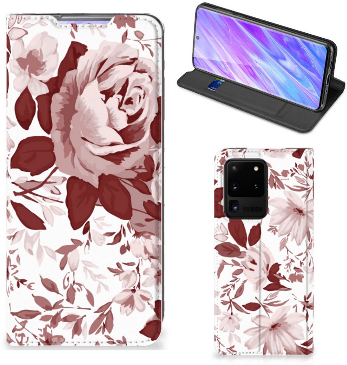 Bookcase Samsung Galaxy S20 Ultra Watercolor Flowers