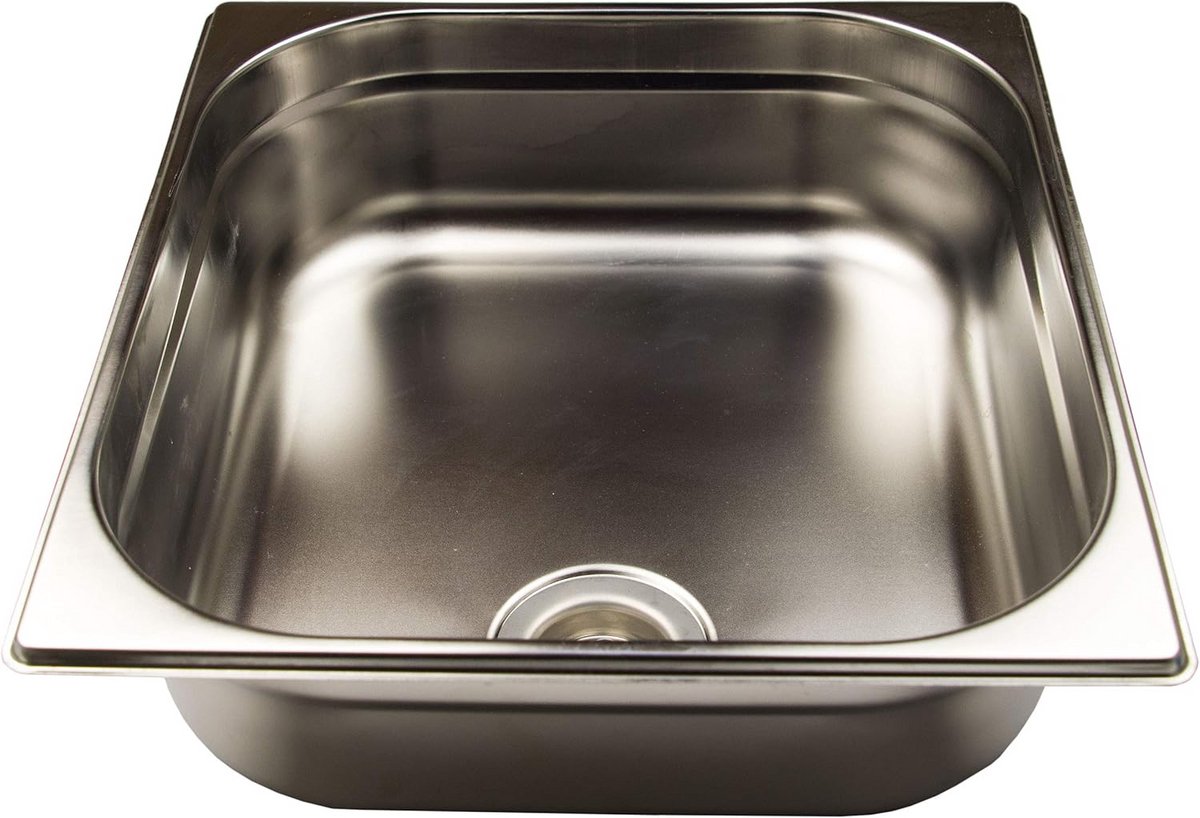 RVS Spoelbak voor Keuken of Buitenkeuken 354x325x100mm met Universele Afvoer