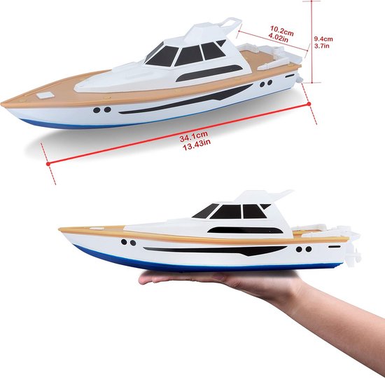 Op Afstand Bestuurbare Speedboot - RC Jacht met 30m Bereik en USB Opladen - Wit — afbeelding 3