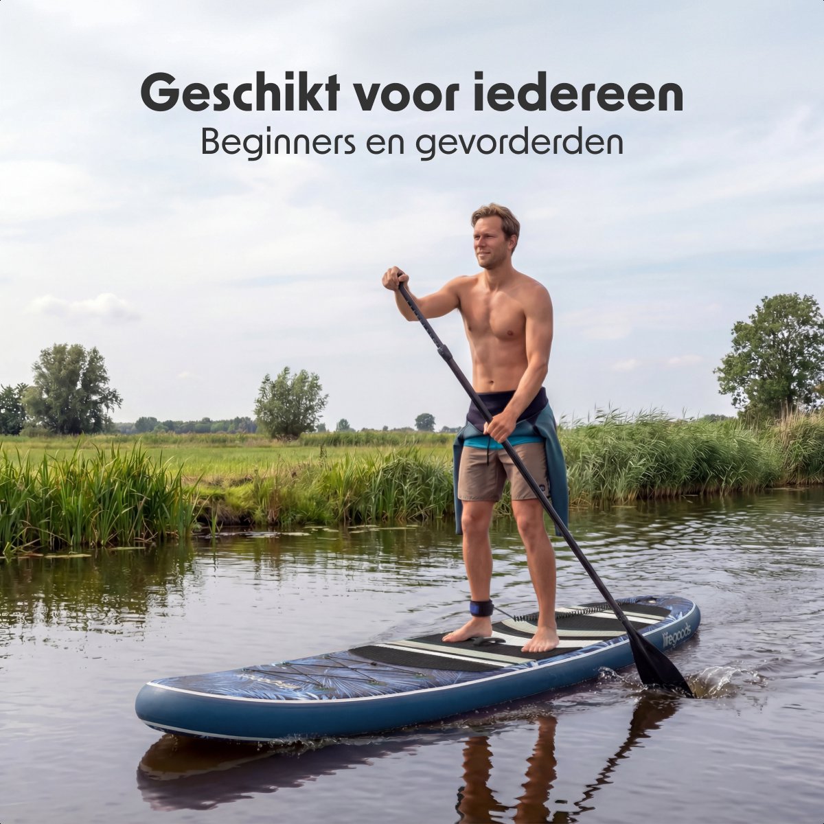 LifeGoods PaddlePro SUP Board - Opblaasbaar Paddle Board - Complete Set - Max. 150KG - 320x81cm - Tropical Blauw – foto 3
