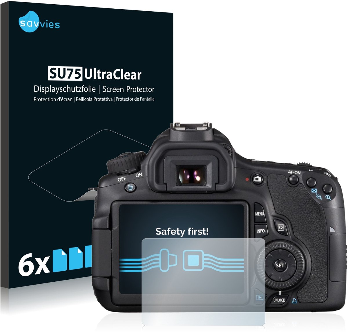 Savvies - Screenprotector voor Canon EOS 60D - Folie Beschermfolie transparant 6 Stuks