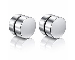 Magnetische Stud oorbellen Zilverkleurig 8mm
