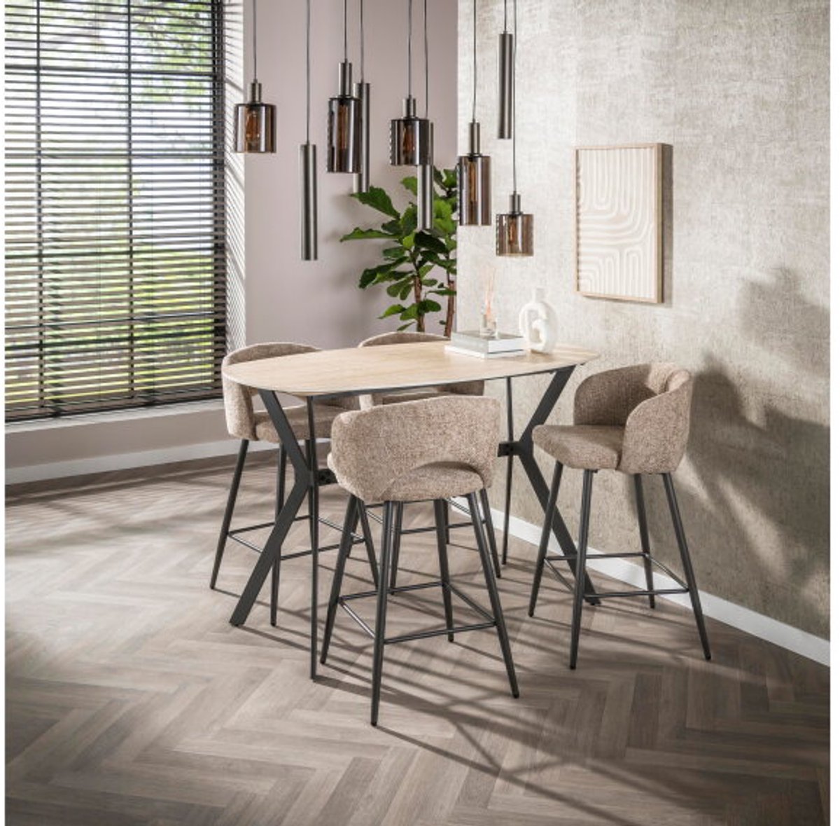 Meubelplaats Bartafel 140 Romano ceramic Deens ovaal - Keramiek travertine Naturel