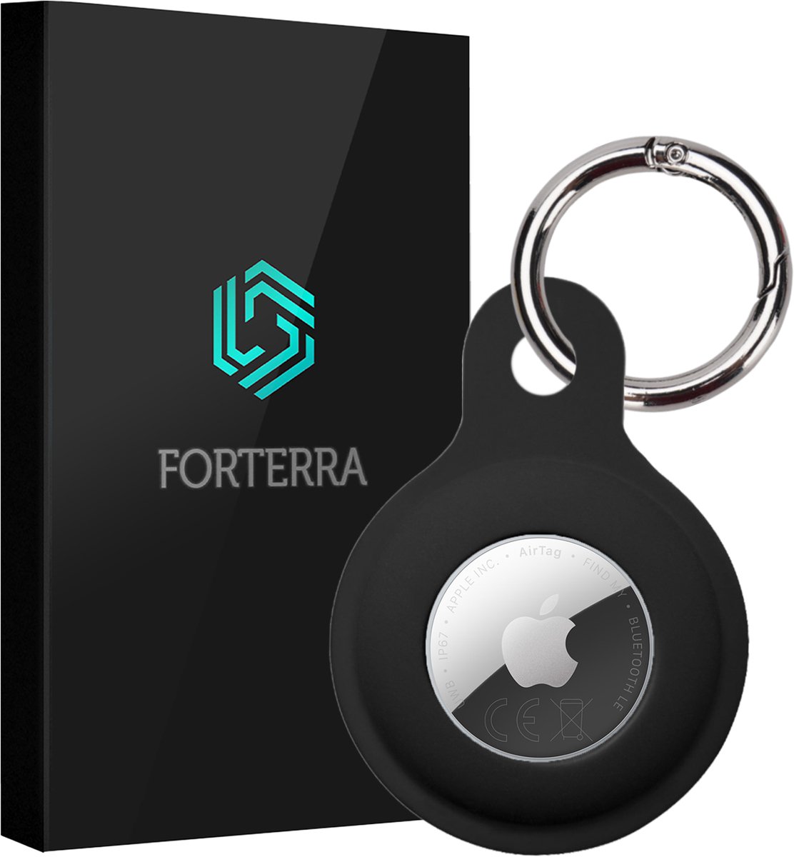 Forterra Sleutelhanger - Geschikt voor Apple AirTag 2e generatie - Houder - Siliconen Hoesje - Zwart