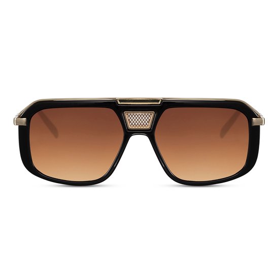 Ibiza Boss zonnebril - Festival rave bril - Glasses - Bruin / goud van Merkloos — afbeelding 5