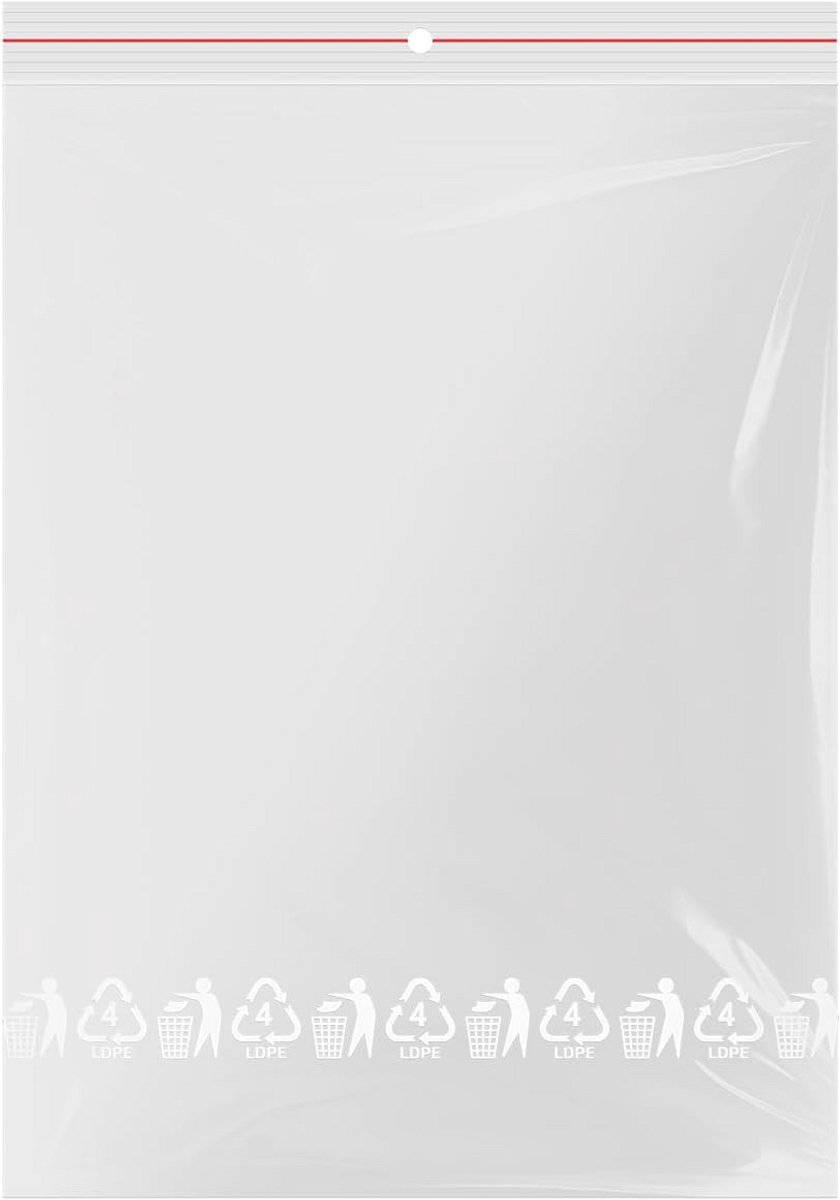 500 Hersluitbare Ziplock Zakjes Transparant 30x40 cm - Luchtdichte Plastic Verpakking