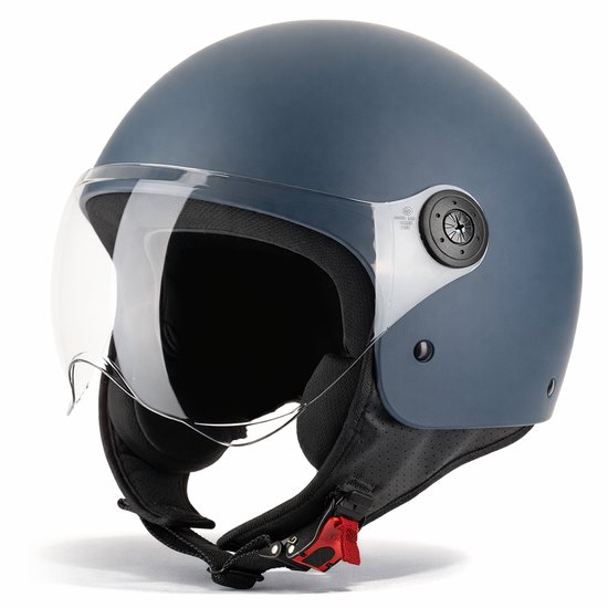 VINZ Duoro Jethelm met Vizier - Scooterhelm, Motorhelm, Brommerhelm, Snorfietshelm - ECE 22.06 - Blauw - XL
