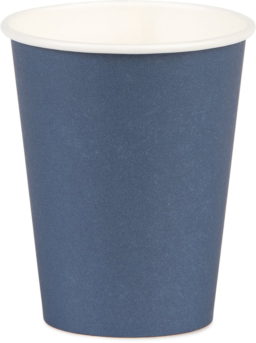 Vegaoo - 8 marineblauwe kartonnen bekers 210 ml voor feest