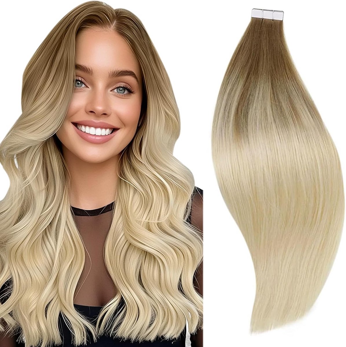 Tape Extensions Echt Menselijk Haar Blond Balayage 35 cm - 20 Stuks Onzichtbaar