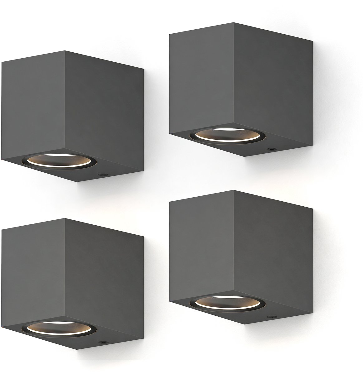 Calex Wandlamp Downlight Sanremo - GU10 - IP54 Water- en Stofbestendig - Geschikt voor Binnen en Buiten - Eenvoudige installatie - Rechthoek - Antraciet – 4-Pack