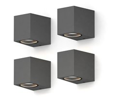 Calex Wandlamp Downlight Sanremo - GU10 - IP54 Water- en Stofbestendig - Geschikt voor Binnen en Buiten - Eenvoudige installatie - Rechthoek - 4-Pack