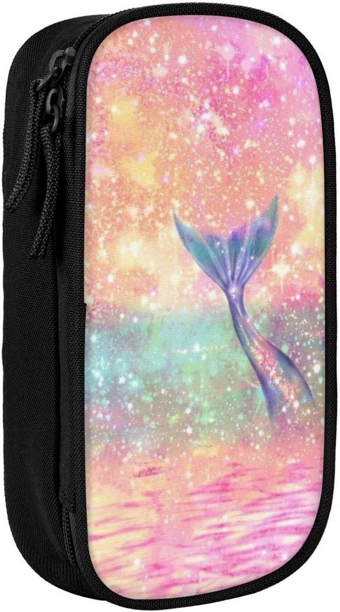 Grote Etui met Zeemeerminstaart Print Duurzame Pennenhouder en Organizer