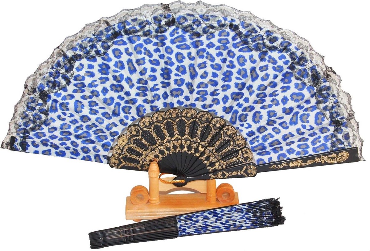 Draagbare Vouwwaaier met Luipaardprint voor Carnaval en Zomer